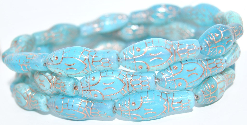 Snake Head Pressed Glass Beads, Mixed Colors Opal Blue 54200 (Mix Opal Blue 54200), Glass, Czech Republic