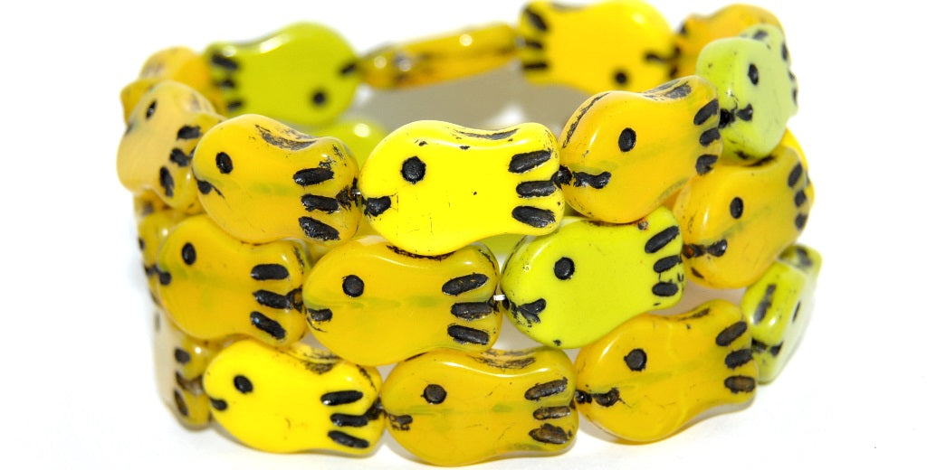 Simple Fish Pressed Glass Beads, Yellow Mixed Colors 46769 (Yellow Mix 46769), Glass, Czech Republic