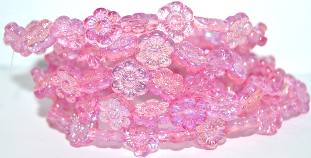 Flower Pressed Glass Beads, 48120 (48120), Glass, Czech Republic