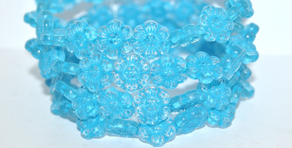 Flower Pressed Glass Beads, Crystal 46460 (30 46460), Glass, Czech Republic