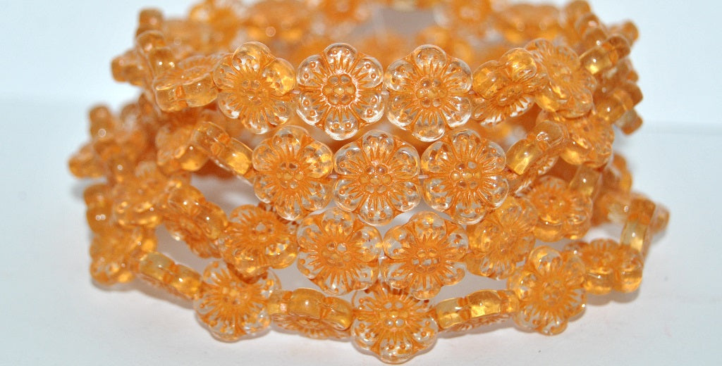 Flower Pressed Glass Beads, (10020 46489), Glass, Czech Republic