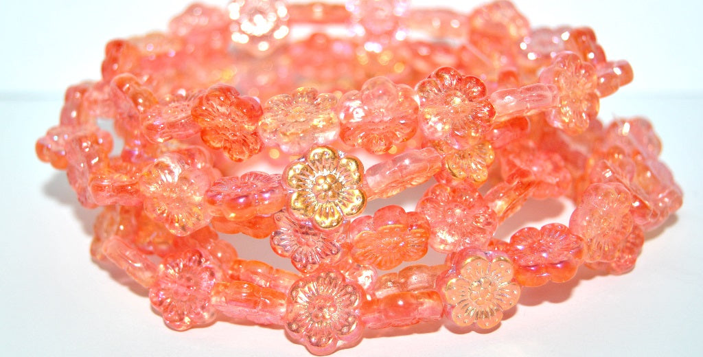 Flower Pressed Glass Beads, 48109 (48109), Glass, Czech Republic