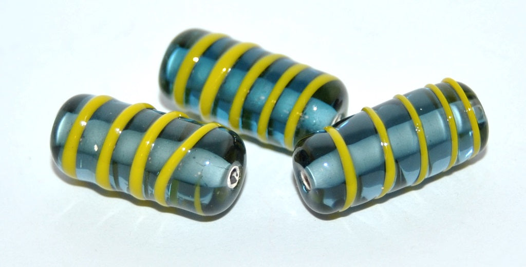 Czech Glass Hand Made Roller Tube Lampwork Beads, (N), Glass, Czech Republic