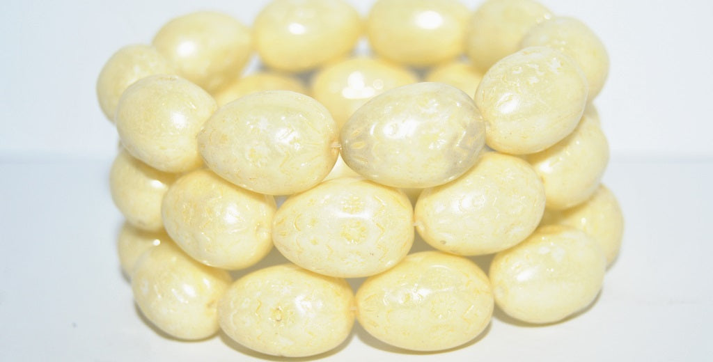 Oval Egg With Decor Pressed Glass Beads, 46480 (46480), Glass, Czech Republic