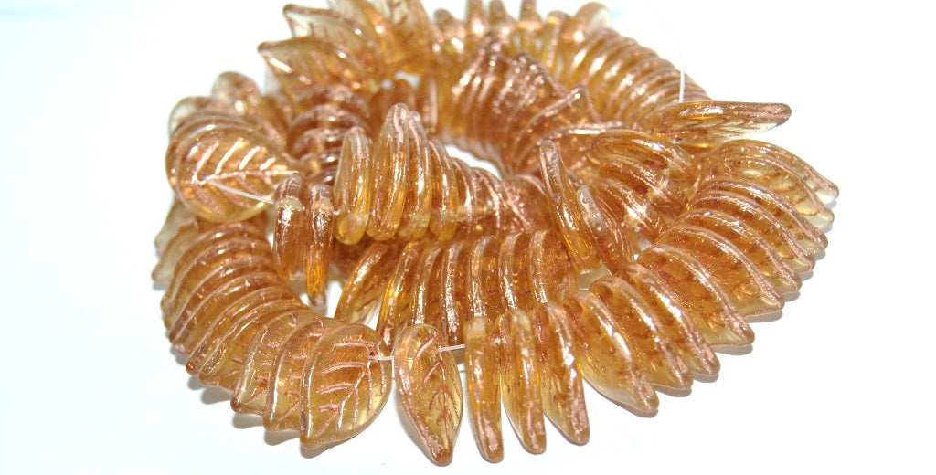 Leaf Pressed Glass Beads, (10020 54200), Glass, Czech Republic
