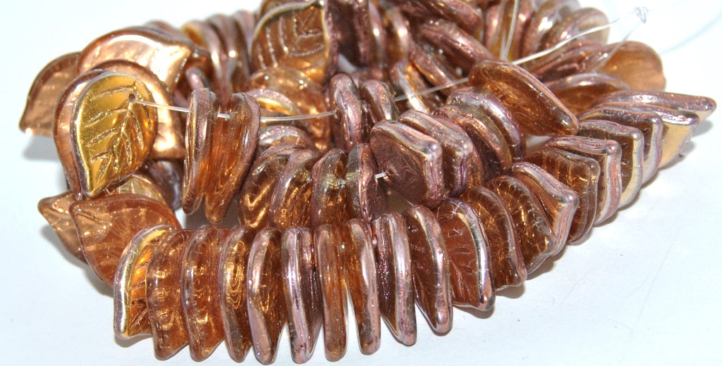Leaf Pressed Glass Beads, (10020 27101), Glass, Czech Republic