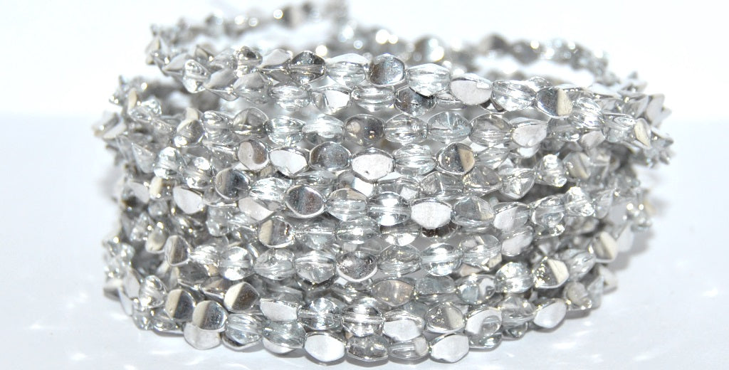 Pinch Czech Glass Beads, Crystal Crystal Silver Half Coating (30 27001), Glass, Czech Republic