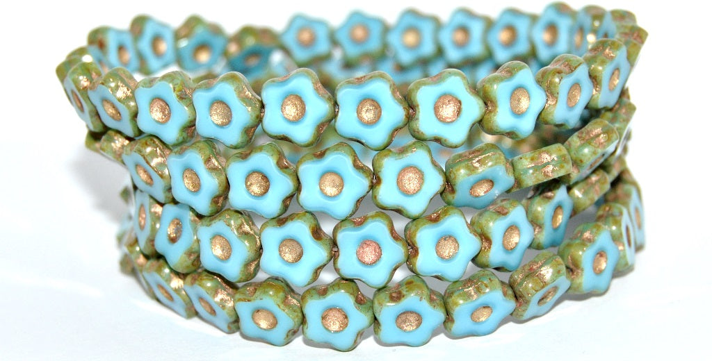 Table Cut Flower Beads With Dot, (64010 86 54202), Glass, Czech Republic