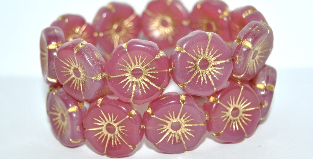 Hawaii Flower Pressed Glass Beads, (71010B 54202), Glass, Czech Republic