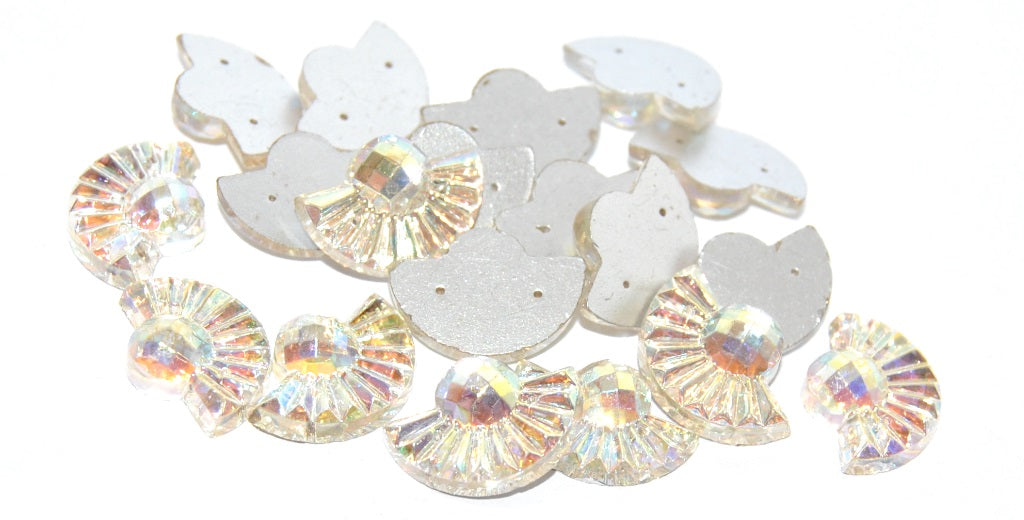 Czech Glass Rhinestones Flat Back Sew On with Hole, Crystal Ab Foiled (CRYSTAL-AB-SIMILIZATION), Glass, Czech Republic