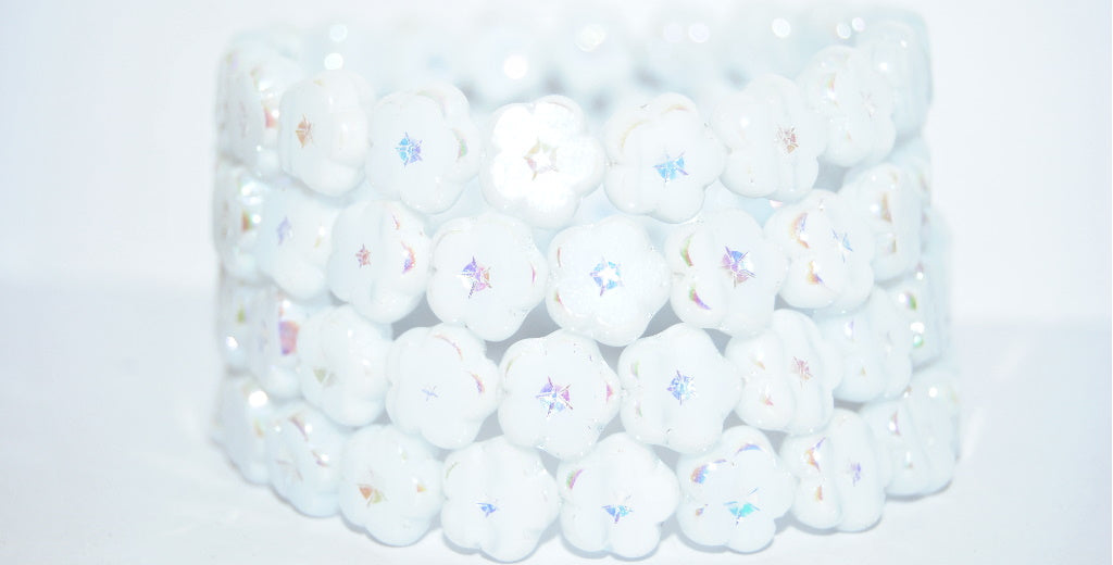 Table Cut Flower Beads, 4000 Ab 2Xside (04000-AB-2XSIDE), Glass, Czech Republic