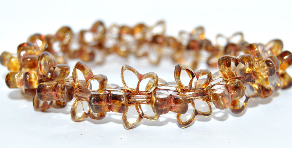 Table Cut Butterfly Beads, Crystal Travertin (00030-86800), Glass, Czech Republic