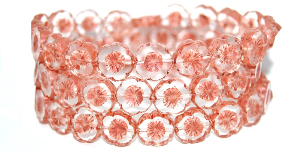 Table Cut Round Beads Hawaii Flowers, Lava Glass Crystal 43621 (LAVA-GLASS-00030-43621), Glass, Czech Republic