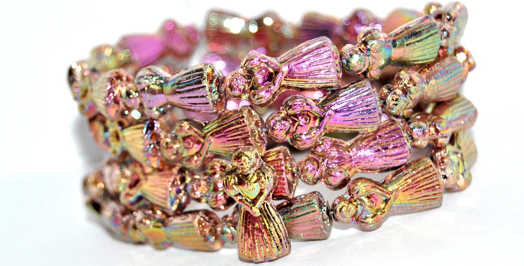 Human-shaped pressed Beads Man, White Vitex (02010-VITEX), Glass, Czech Republic