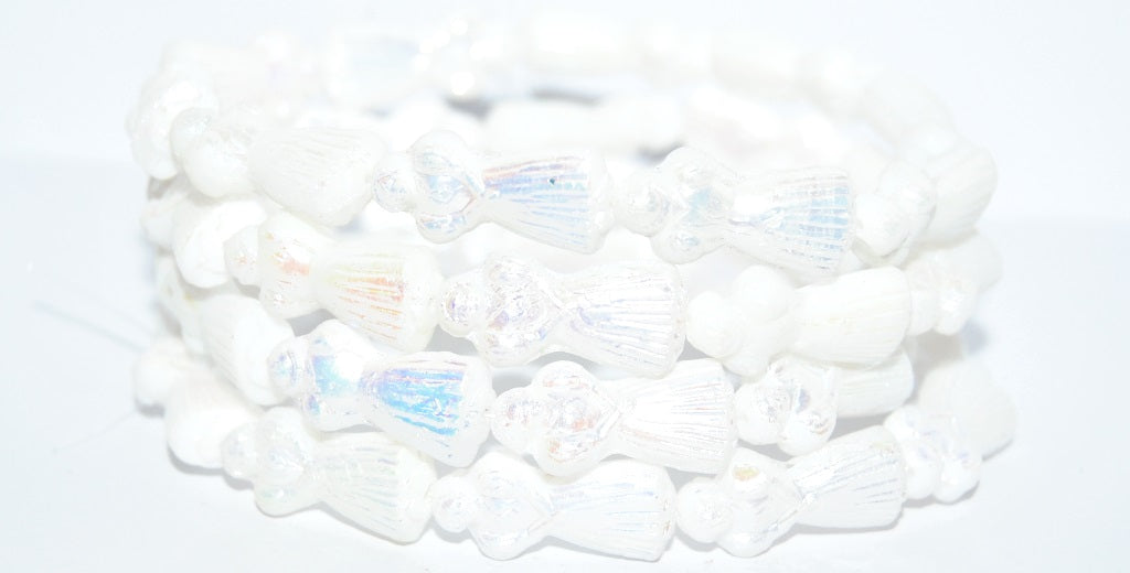 Human-shaped pressed Beads Man, White Ab 2Xside (02010-AB-2XSIDE), Glass, Czech Republic