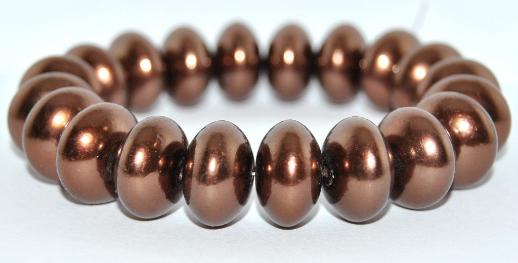 Rondelle Pressed Glass Beads, Brown Wax (BROWN-WAX), Glass, Czech Republic