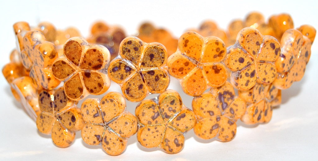 Table Cut Flower Beads, White Glossy Purple Gold Po (02010-48107-PO), Glass, Czech Republic