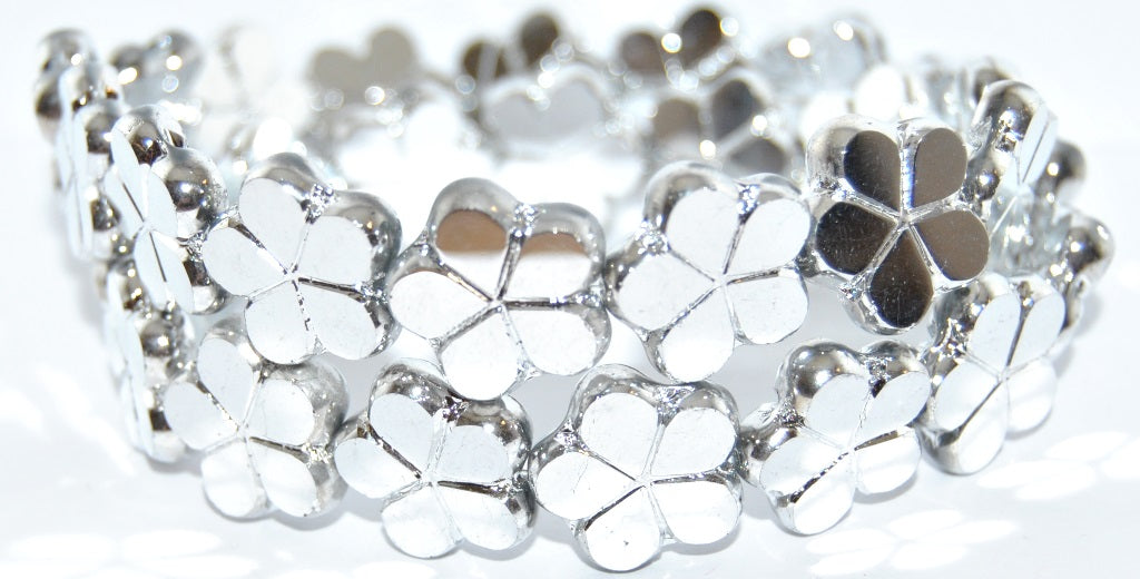 Table Cut Flower Beads, Crystal Crystal Silver Half Coating 2Xside (00030-27001-2XSIDE), Glass, Czech Republic