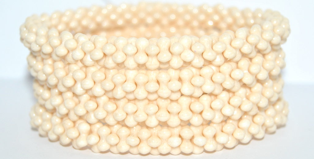 4-leaf Flower Glass beads, White Luster Brown Full Coated (02010-14413), Glass, Czech Republic