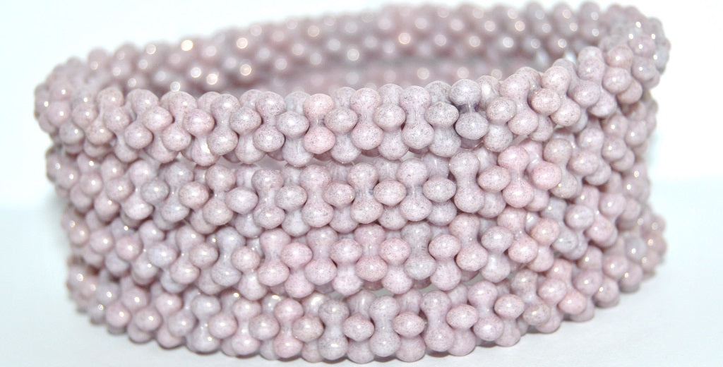 4-leaf Flower Glass beads, White Luster Lila (02010-14494), Glass, Czech Republic