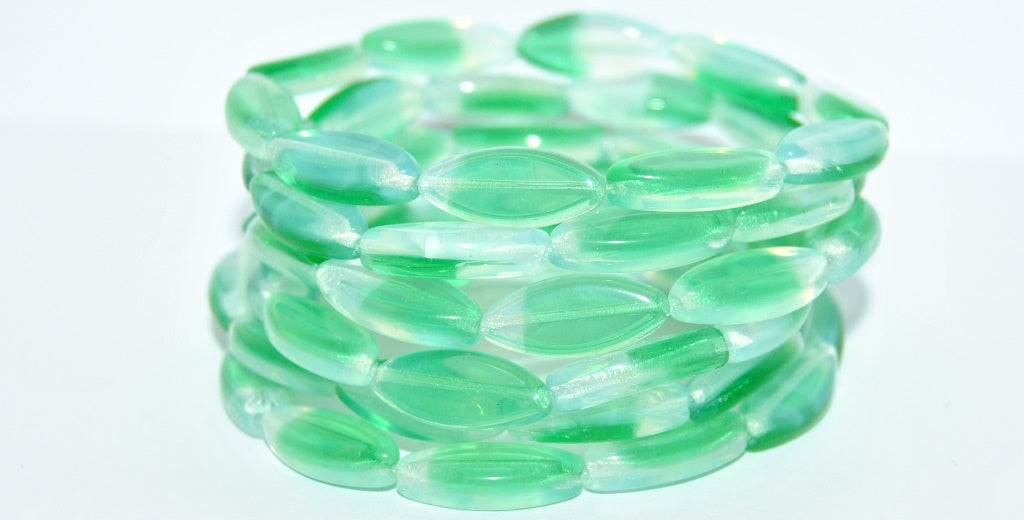 Boat Oval Pressed Glass Beads, Mixed Colors 1 (MIX-1), Glass, Czech Republic