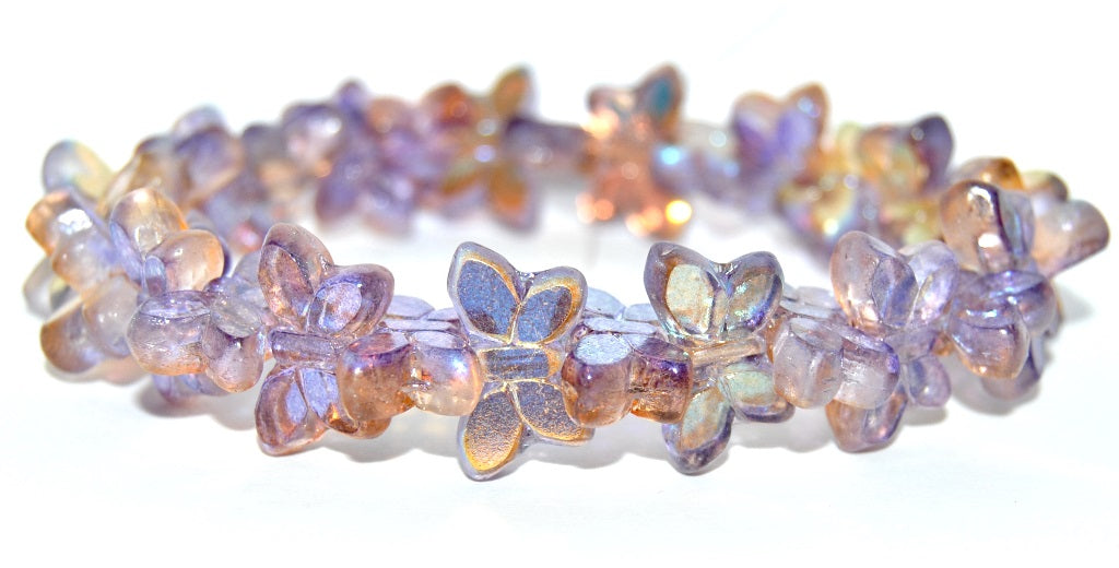 Table Cut Butterfly Beads, Glossy Purple Gold (48107), Glass, Czech Republic