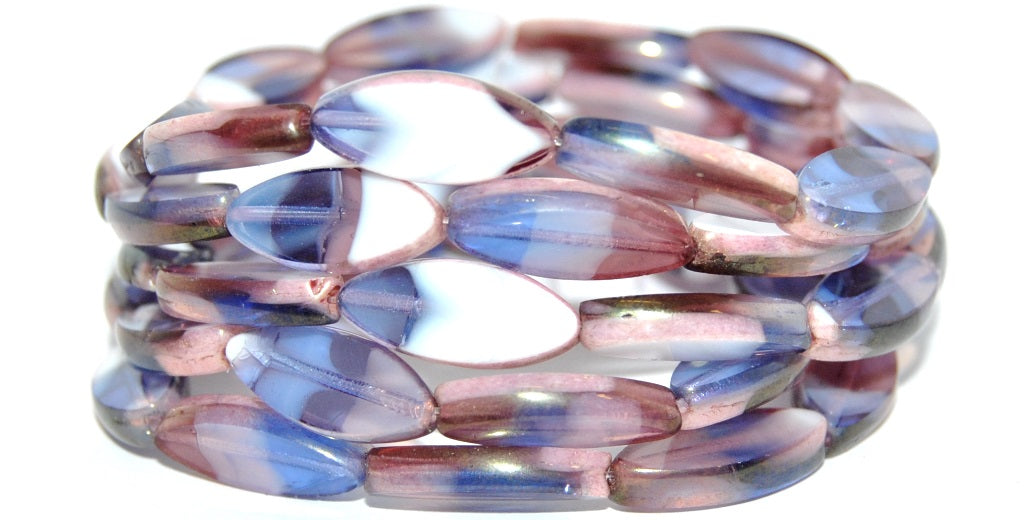 Table Cut Oval Boat Beads, 20803 Luster Red Full Coated (020803-14495), Glass, Czech Republic