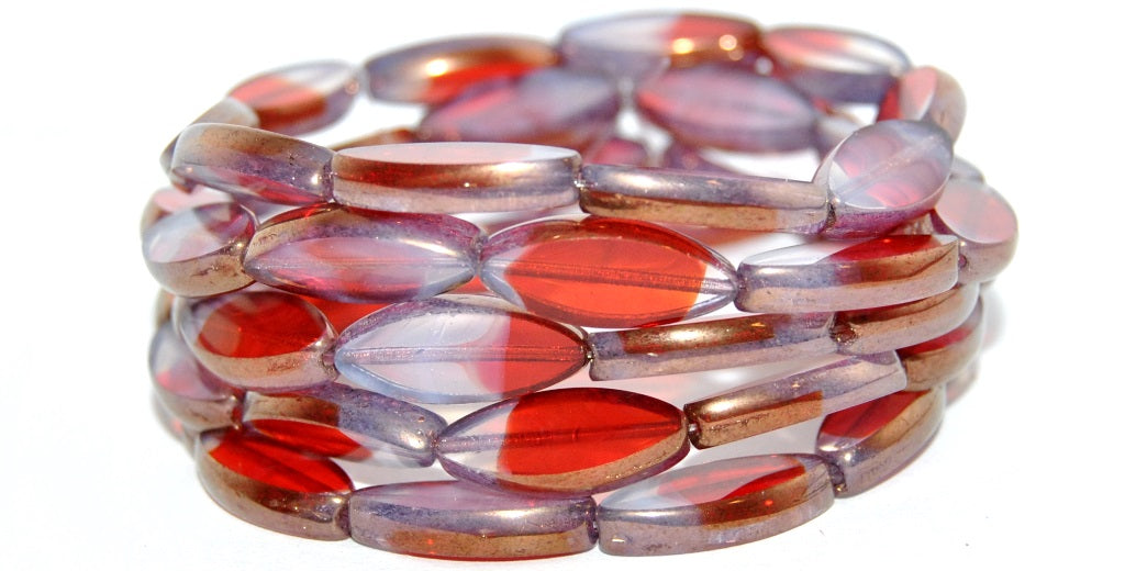 Table Cut Oval Boat Beads, Transparent Brown Bronze (01009008-14415), Glass, Czech Republic