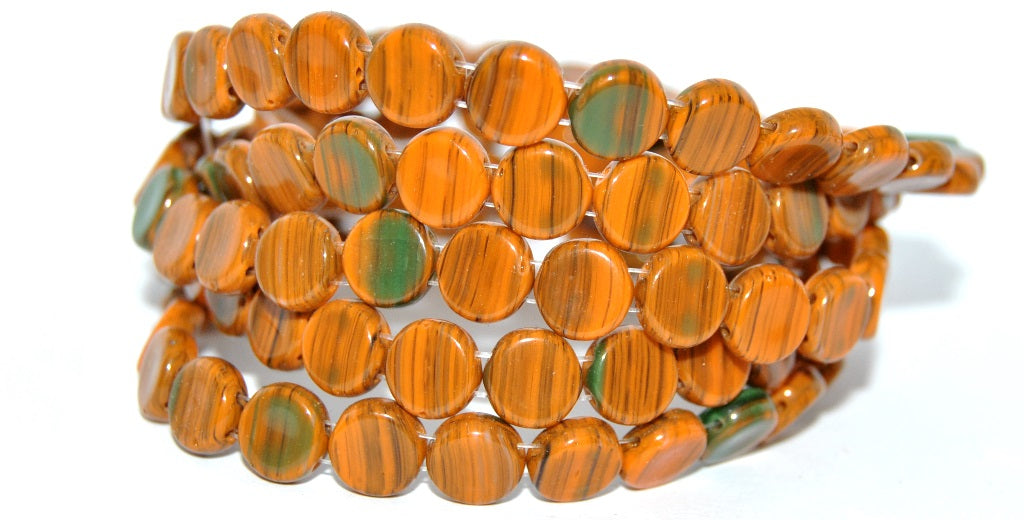 2-hole Flat Round Coin Pressed Beads, Mixed Colors 2Hole (MIX-2HOLE), Glass, Czech Republic