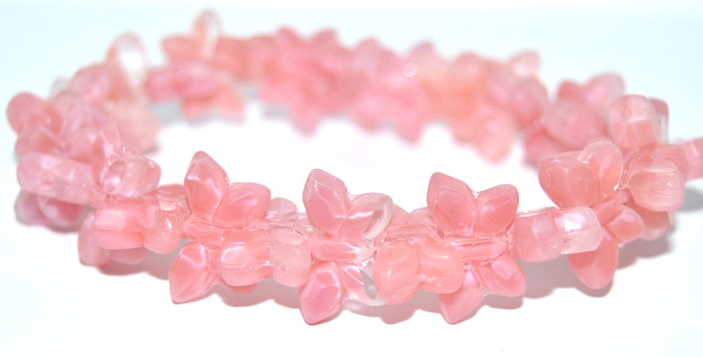 Table Cut Butterfly Beads, Opaque Pink Matte (76020-M), Glass, Czech Republic