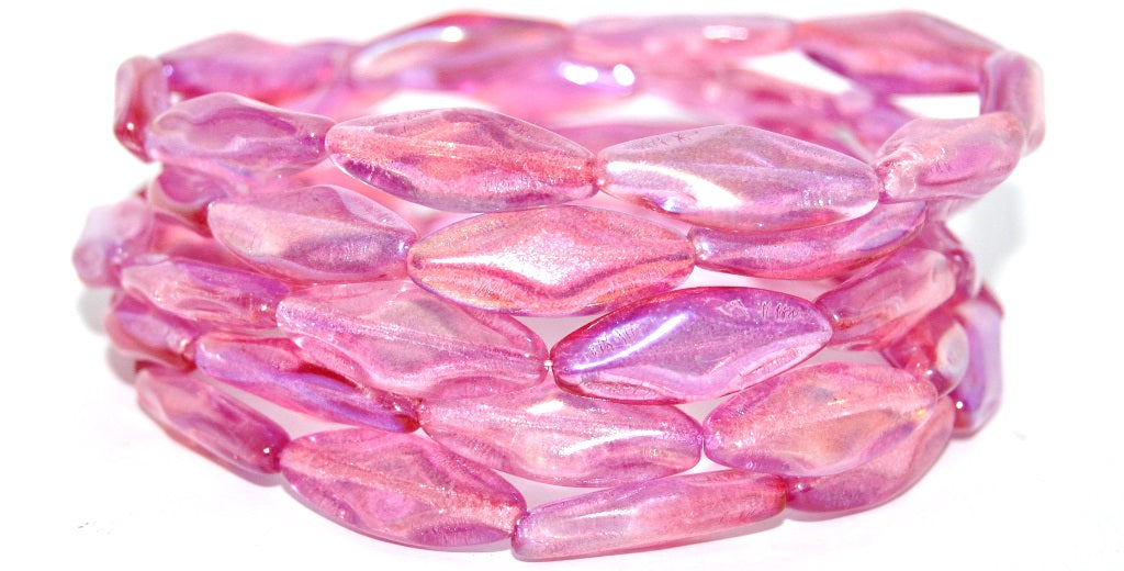 6-Petal Flower Pressed Glass Beads, Crystal Glossy Red Pink (00030-48120), Glass, Czech Republic