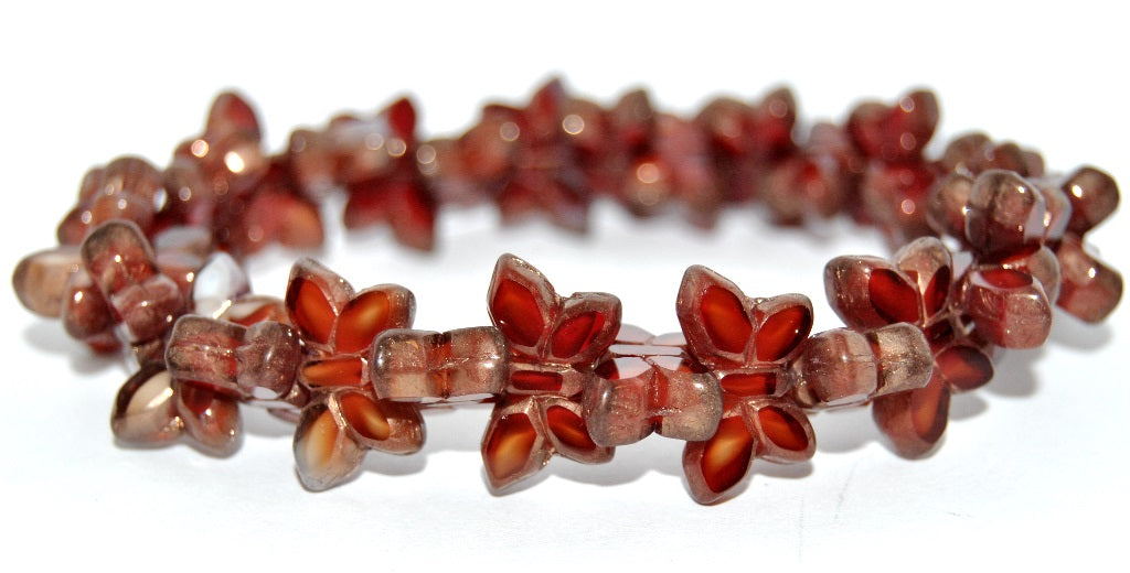 Table Cut Butterfly Beads, 6918 Luster Red Full Coated (06918-14495), Glass, Czech Republic