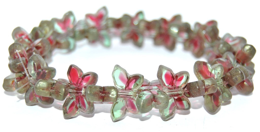 Table Cut Butterfly Beads, 27501 Luster Red Full Coated Matte (27501-14495-M), Glass, Czech Republic