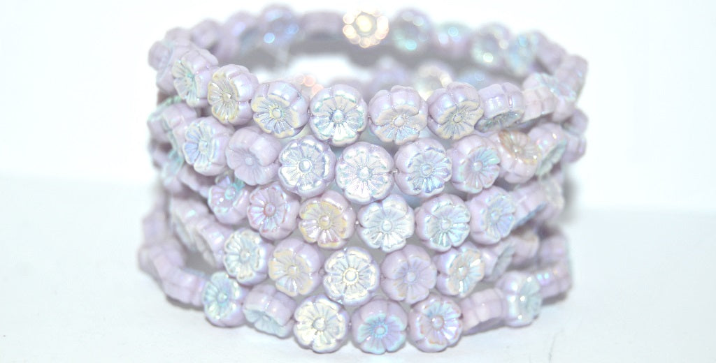 Hawaii Flower Pressed Glass Beads, 24010 Ab 2X (24010-AB-2X), Glass, Czech Republic