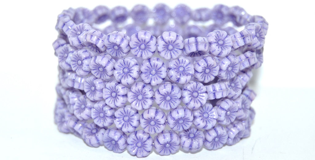 Hawaii Flower Pressed Glass Beads, 24010 43810 (24010-43810), Glass, Czech Republic