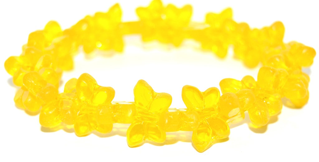 Table Cut Butterfly Beads, Transparent Yellow Matte (80020-M), Glass, Czech Republic