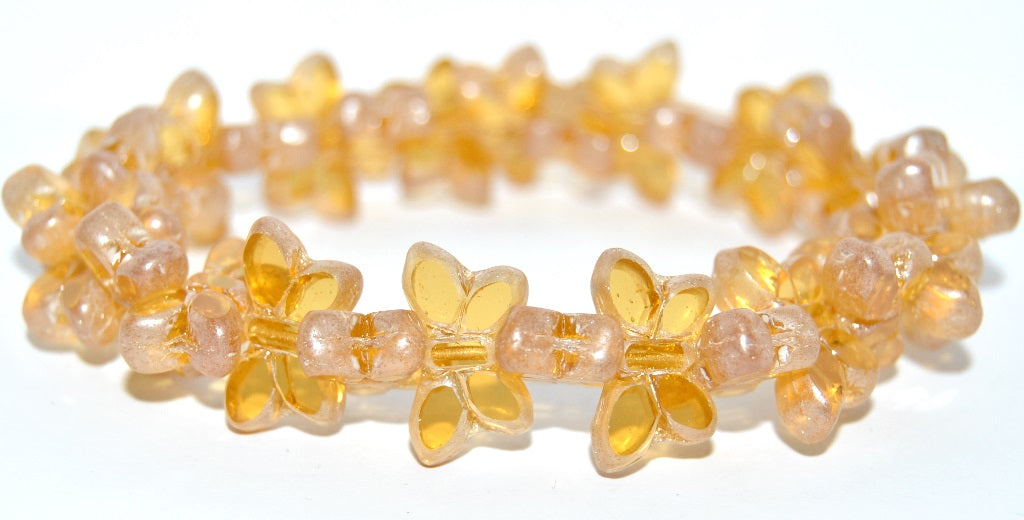 Table Cut Butterfly Beads, Transparent Light Topaz Yellow Luster Cream (10020-14401), Glass, Czech Republic