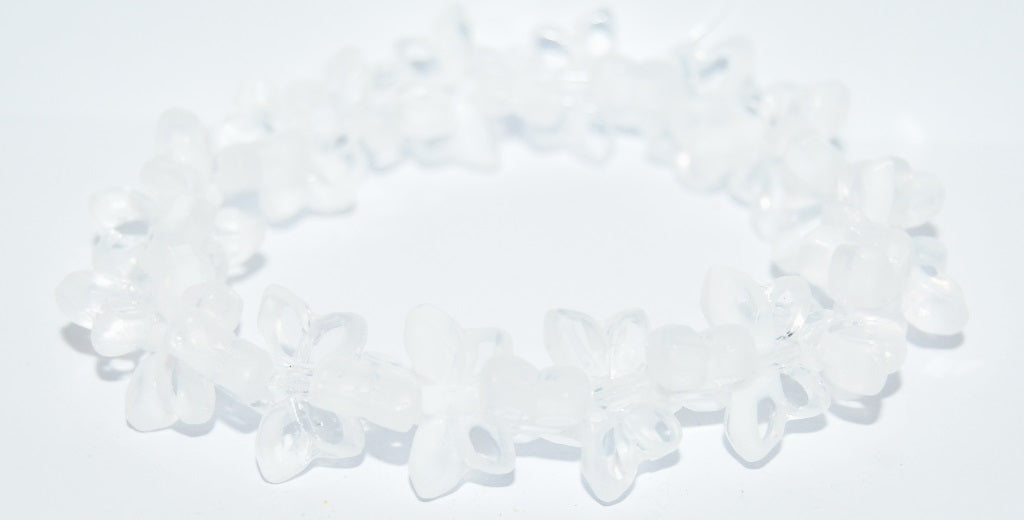 Table Cut Butterfly Beads, Mix Crystal White Matte (06008-M), Glass, Czech Republic