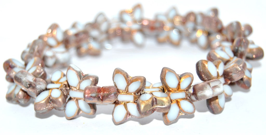 Table Cut Butterfly Beads, White Rose Gold Capri 2Xside (02010-27101-2XSIDE), Glass, Czech Republic