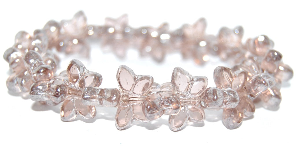 Table Cut Butterfly Beads, Transparent Light Amethyst Hematite (20040-14400), Glass, Czech Republic