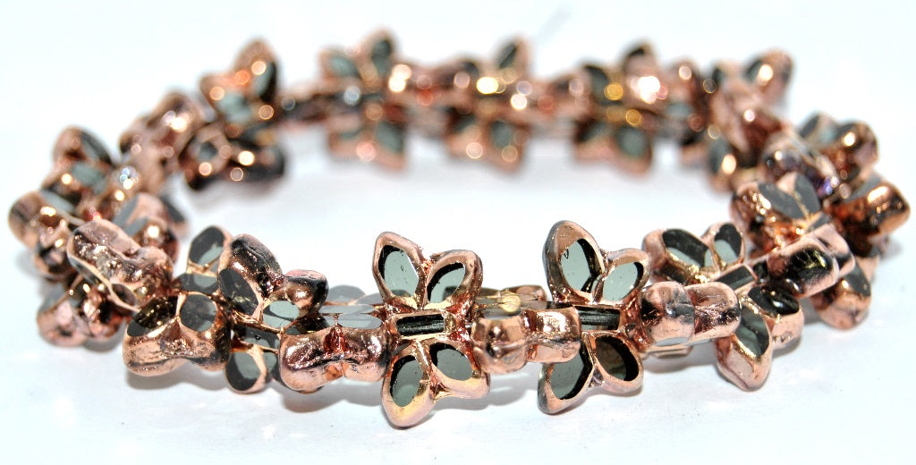 Table Cut Butterfly Beads, Pale Blue Rose Gold Capri 2Xside (30310-27101-2XSIDE), Glass, Czech Republic