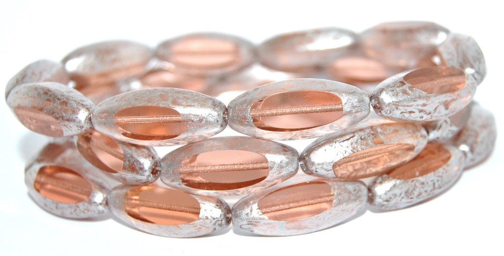 Table Cut Oval Beads, B29008 2812 Transparent Pink 86700 (B29008-2812-70110-86700), Glass, Czech Republic