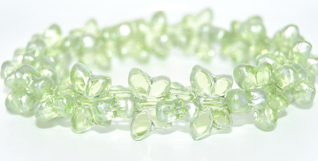 Table Cut Butterfly Beads, Transparent Green 86700 (50500-86700), Glass, Czech Republic