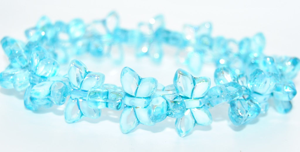 Table Cut Butterfly Beads, Mix Crystal White 34308 Ab (06008-34308-AB), Glass, Czech Republic
