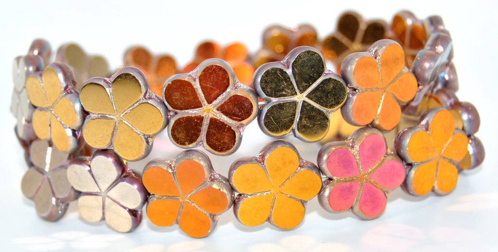 Table Cut Flower Beads, Rose Gold Capri 2X (27101B-2X), Glass, Czech Republic