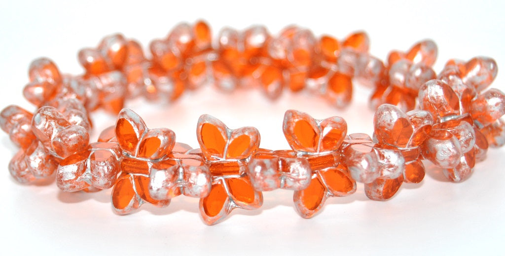 Table Cut Butterfly Beads, Transparent Orange 86700 (90020-86700), Glass, Czech Republic
