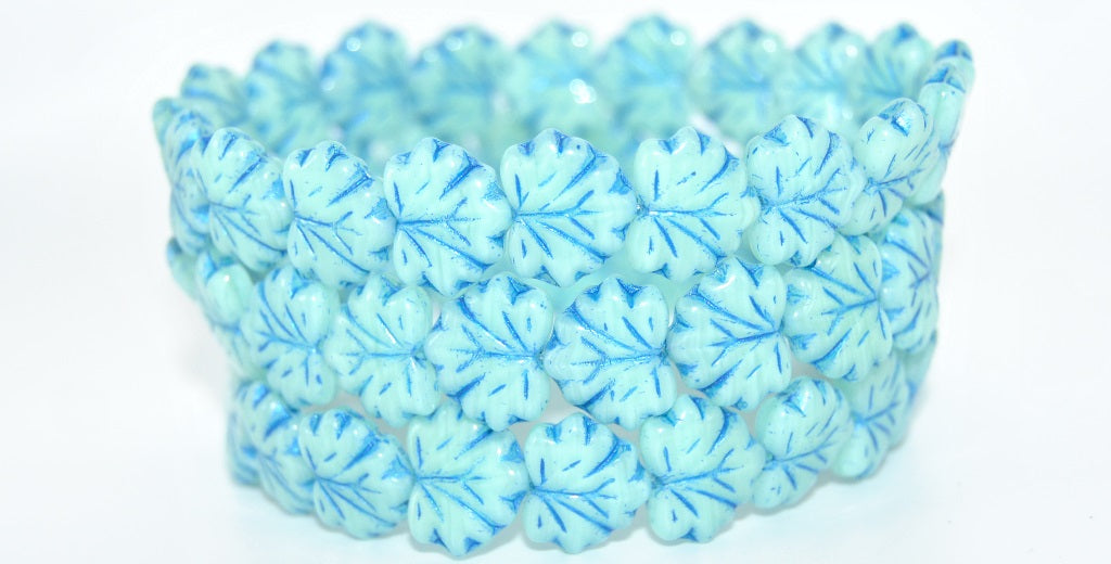 Grape Leaf Pressed Beads, Copper Lined Blue Lined (54200-43812), Glass, Czech Republic