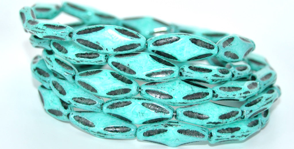 6-Petal Flower Pressed Glass Beads,White 43815 34309 (02010-43815-34309), Glass, Czech Republic