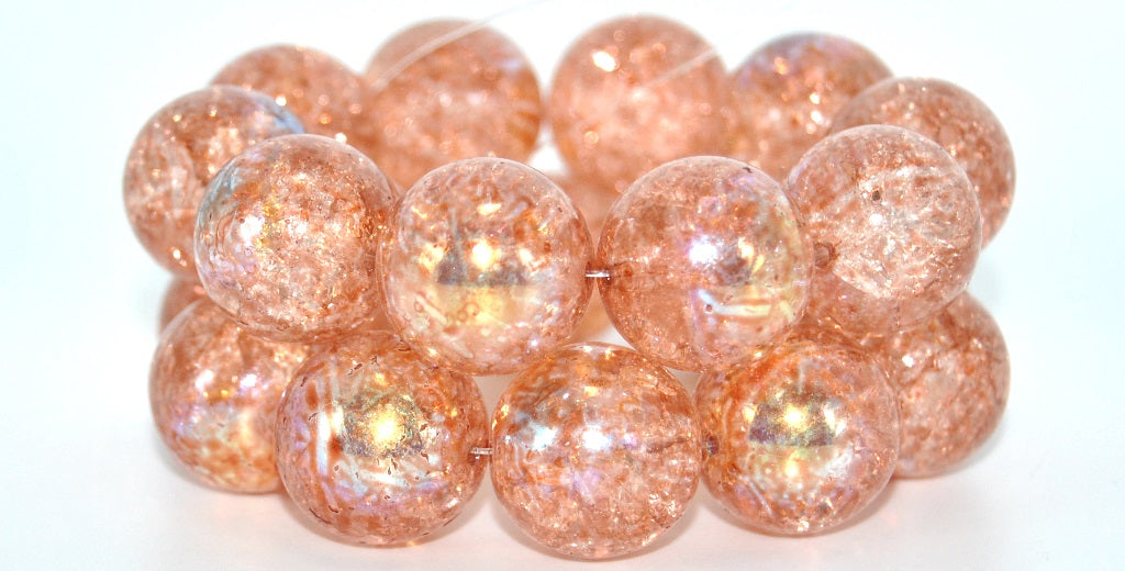 Round Pressed Glass Beads Druck,Crystal Crack 34305 Ab (00030-CRACK-34305-AB), Glass, Czech Republic
