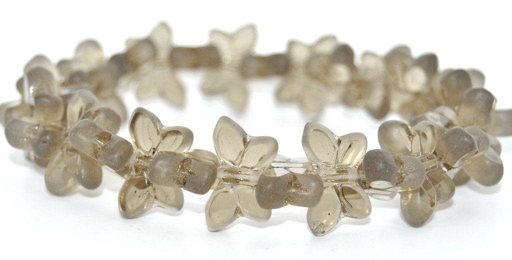 Table Cut Butterfly Beads,Transparent Gray Matte (40030-M), Glass, Czech Republic